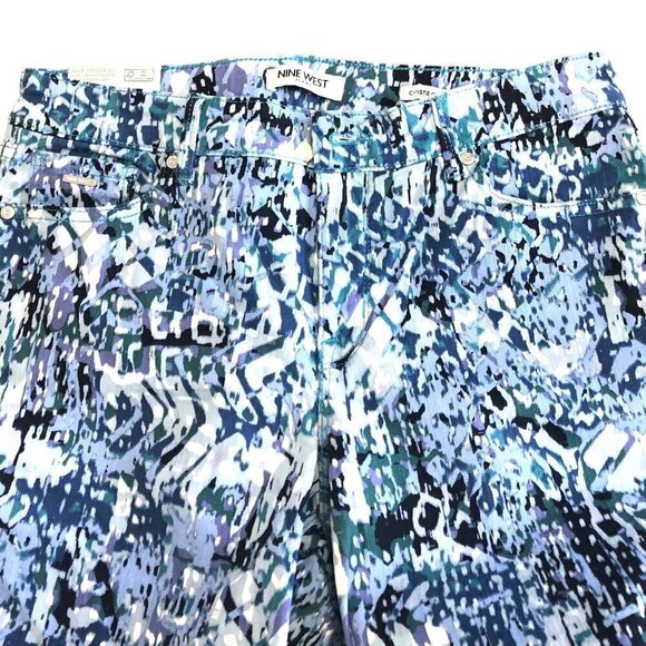 NWT Nine West Chrystie Capri Womens Size 8 Blue White Black Camo Pattern NEW - Picture 5 of 8